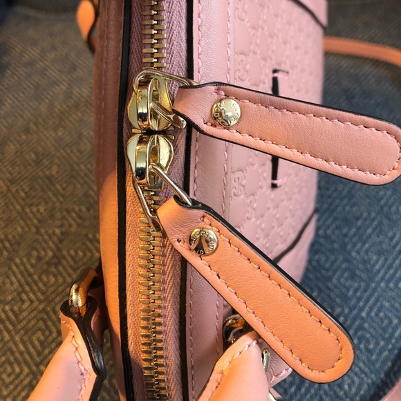 New Gucci Guccissima Pink Leather Bag Long Strap Dome - Picture 7 of 11